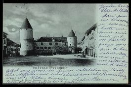 Mondschein-AK Yverdon, Château d`Yverdon